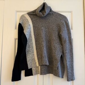 Athleta Gray and Black Colorblock Turtleneck Sweater